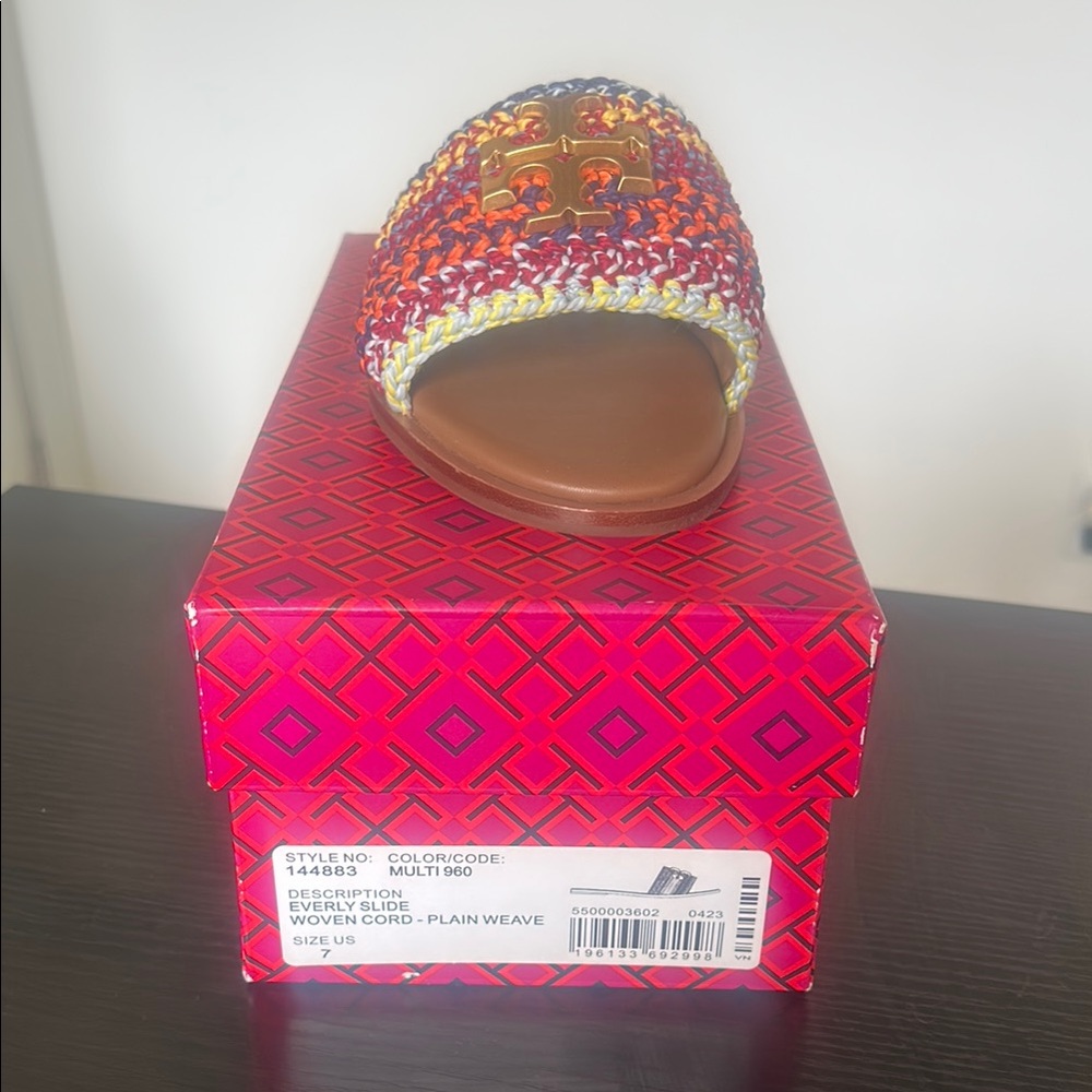 Tory Burch Multicolor Woven Slide Sandals